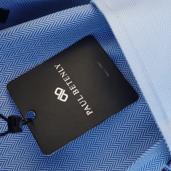 Paul Betenly Men's Classic Fit Lt. Blue Luxury dDess Shirt - Picture 6 of 17